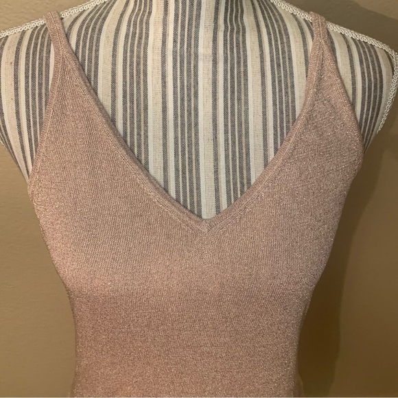 NEW Express Top Large Pale Pink Silk Metallic Wrap Strap Sleeveless Tank - Picture 2 of 16